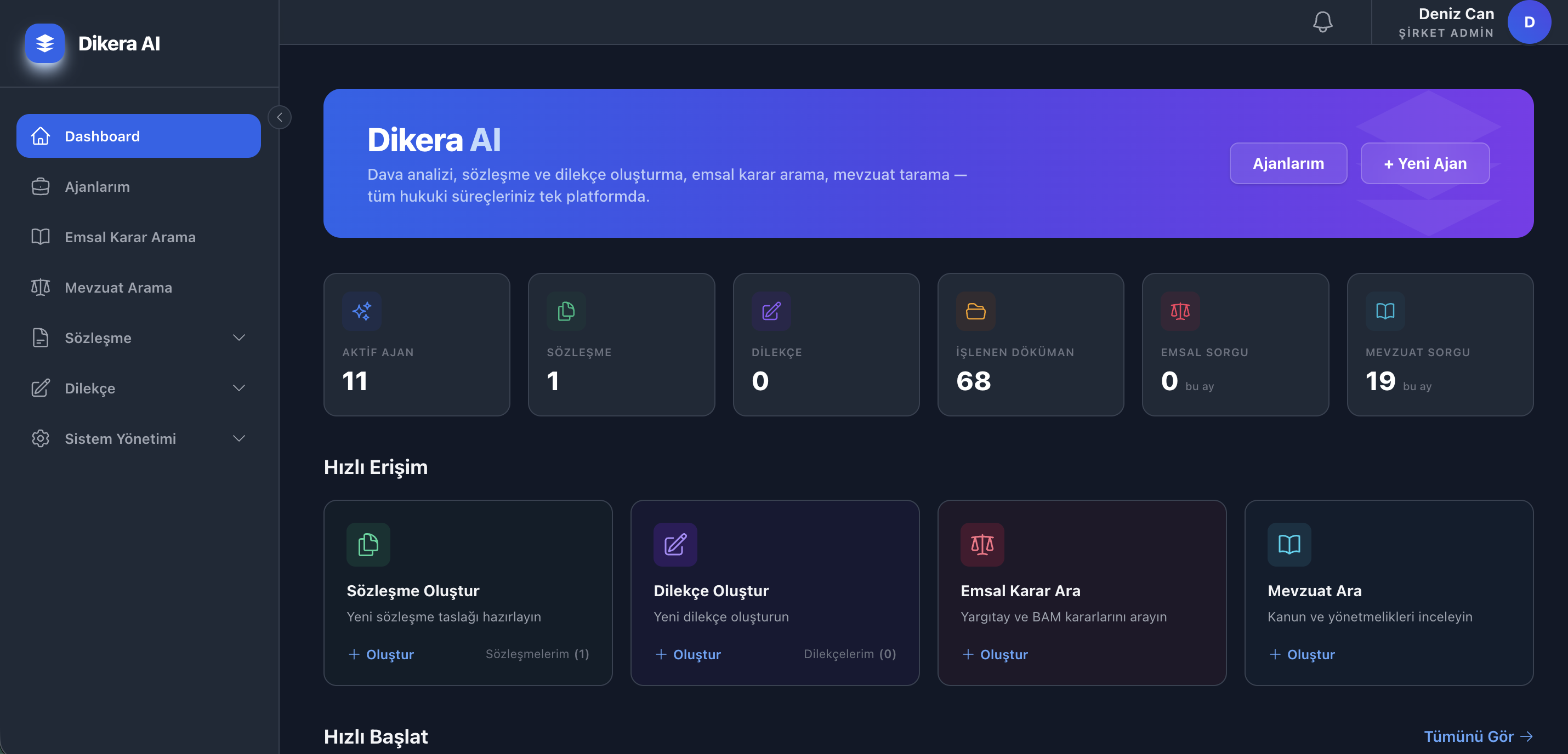 Dikera AI modül önizleme ekranı
